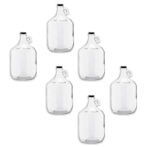 1 Gallon (128 oz) Clear Glass Jug With 38mm Black Polyseal Lid & Cap | Pack of 1
