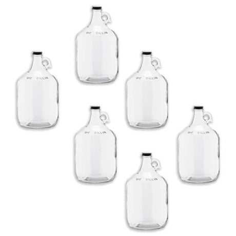1 Gallon (128 oz) Clear Glass Jug With 38mm Black Polyseal Lid & Cap | Pack of 1