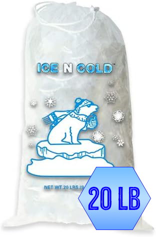 ICE N COLD® 20lb Ice Bags with Drawstring Closure | 50 mic Thickness | Portable Storage and Freezer Keeper