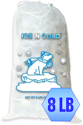 ICE N COLD® 8lb Ice Bags with Drawstring Closure | 37 mic Thickness | Portable Storage and Freezer Keeper