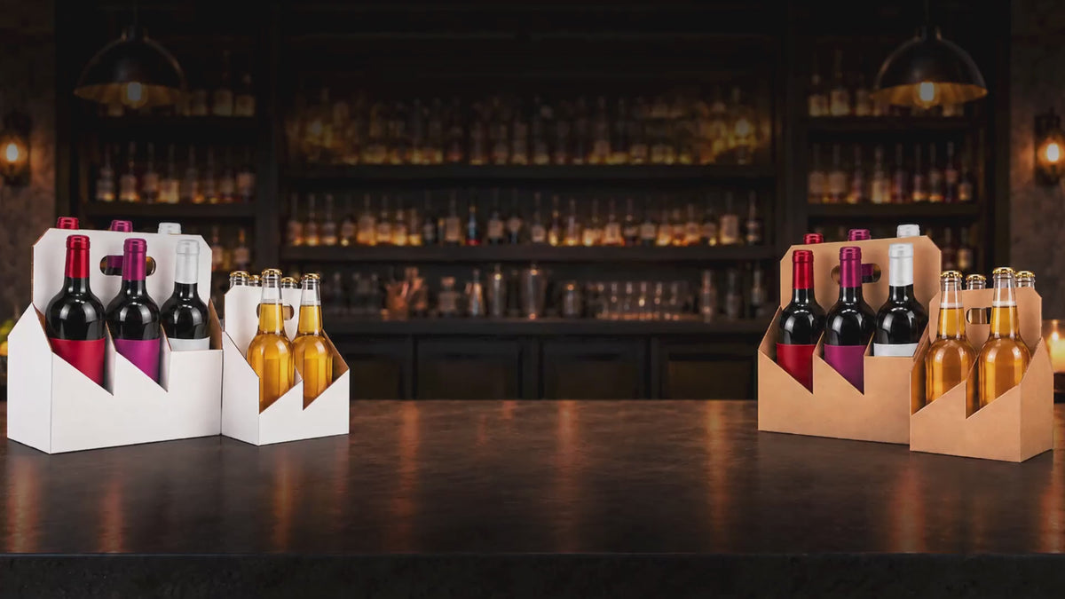 6pk Cardboard Wine Bottle Carrier (White) - 750ml & 22oz Wine & Beer Bottles