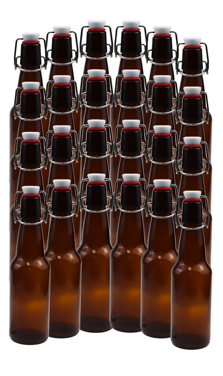 16-20oz Amber Growler with Flip Top Airtight Silicone Seal