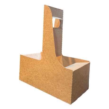 2 Cup Carrier - Eco Friendly Heavy Duty Kraft Corrugate Paperboard Carrier