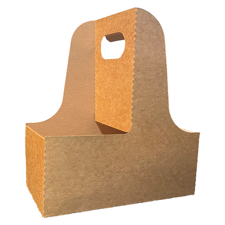 2 Cup Carrier - Eco Friendly Heavy Duty Kraft Corrugate Paperboard Carrier