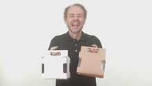Load and play video in Gallery viewer, 6pk Cardboard Carrier | Kraft-New Die Cardboard 12oz Bottle Carrier | 6 Pack
