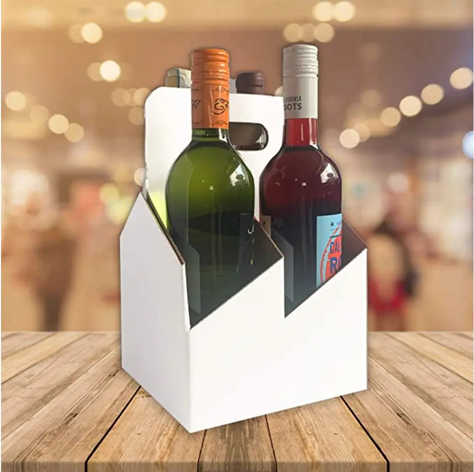 C-Store Packaging | 4-Pack Wine/Liquor Cardboard Bottle Carrier 