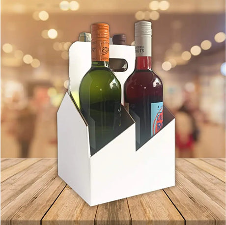C-Store Packaging | 4-Pack Wine/Liquor Cardboard Bottle Carrier 