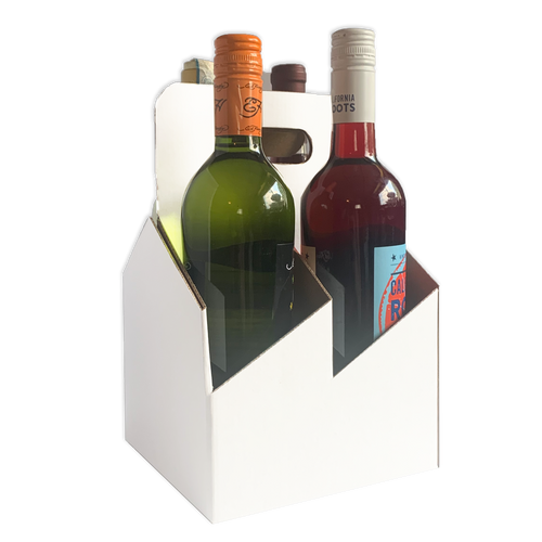  C-Store Packaging | 4-Pack Wine/Liquor Cardboard Bottle Carrier