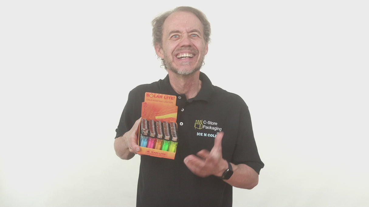 Solar Lite® Clear Lighters | 100ct | Bonus Free 5-Pack lighters Included with Every 100pk Purchase.