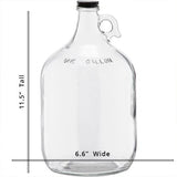 1 Gallon (128oz) Glass Fermenting Jug with Handle, Black Polyseal Lid & Cap - Sizing