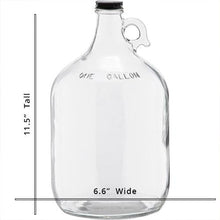 Load image into Gallery viewer, 1 Gallon (128oz) Glass Fermenting Jug with Handle, Black Polyseal Lid &amp; Cap - Sizing
