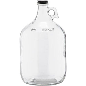 1 Gallon (128oz) Glass Fermenting Jug with Handle, Black Polyseal Lid & Cap