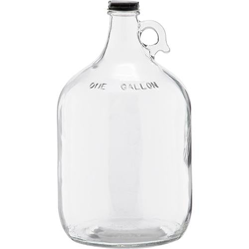 1 Gallon (128oz) Glass Fermenting Jug with Handle, Black Polyseal Lid & Cap