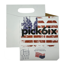 Load image into Gallery viewer, Jay&#39;s Import &amp; Export | American Flag Pick 6 Cardboard Bottle Carrier
