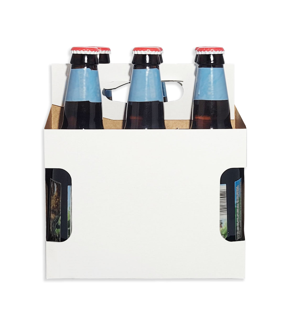 Cardboard Carrier | White - Window Cutout - Cardboard 12oz Bottle Carrier | 6 Pack
