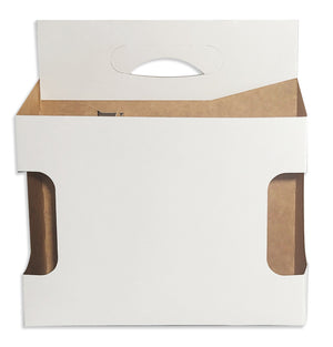 Cardboard Carrier | White - Window Cutout - Cardboard 12oz Bottle Carrier | 6 Pack