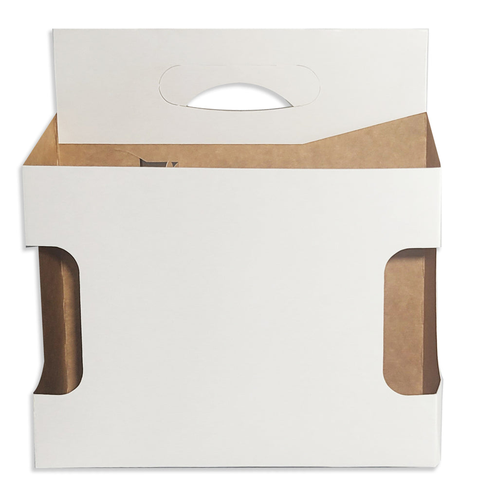 Cardboard Carrier | White-New Die Cardboard 12oz Bottle Carrier | 6 Pack