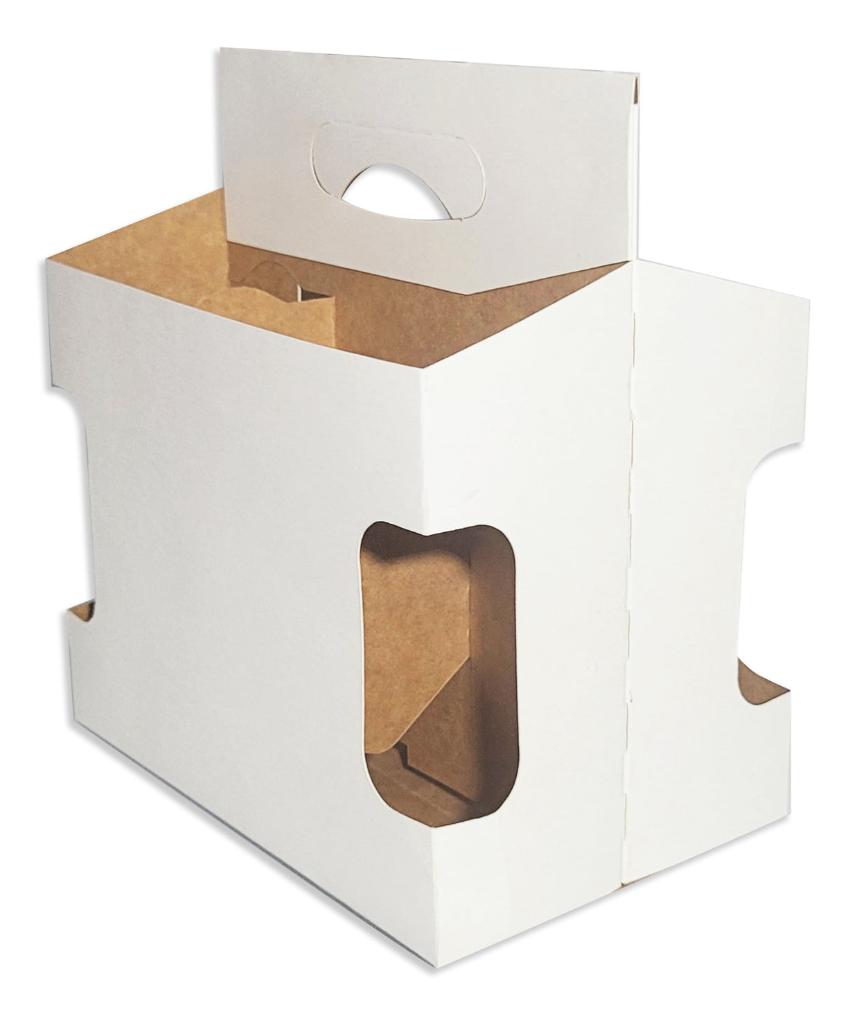 Cardboard Carrier | White - Window Cutout - Cardboard 12oz Bottle Carrier | 6 Pack